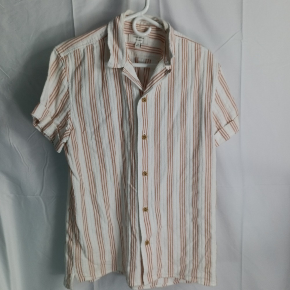 Banana Republic Mens Medium Lined  Striped Short Sleeve Button Down Shirt